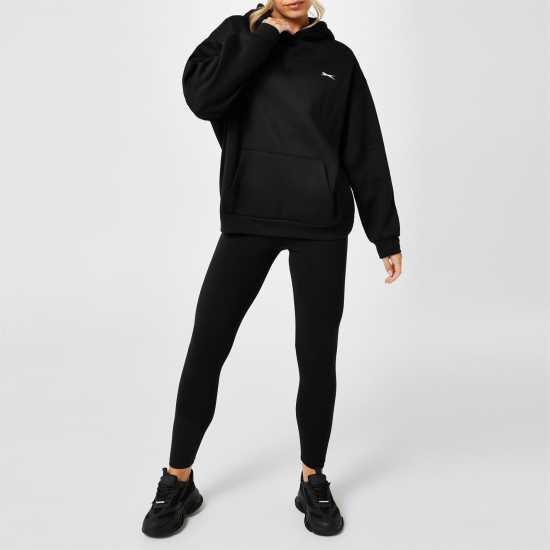 Slazenger Fleece Hoodie Womens Черно Дамски суичъри и блузи с качулки