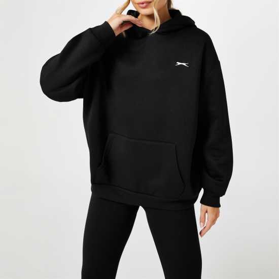 Slazenger Fleece Hoodie Womens Черно Дамски суичъри и блузи с качулки