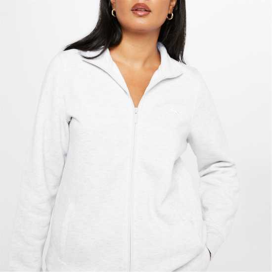 Slazenger Дамско Яке Fitted Zip Through Jacket Womens Ледено сиво марл Дамски полар