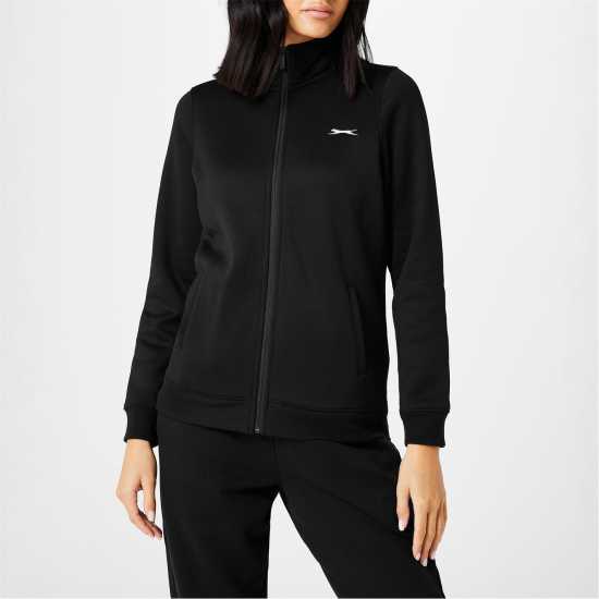 Slazenger Дамско Яке Fitted Zip Through Jacket Womens Черно Дамски полар