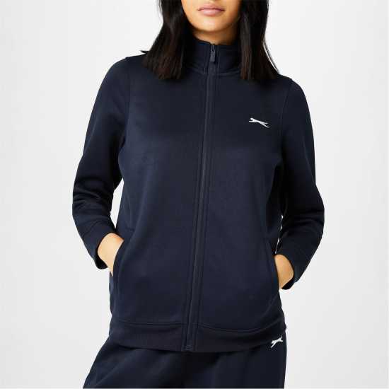 Slazenger Дамско Яке Fitted Zip Through Jacket Womens Морска синьо Дамски полар