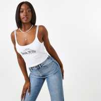 Jack Wills Double Strap Vest Бяло Дамски тениски с яка