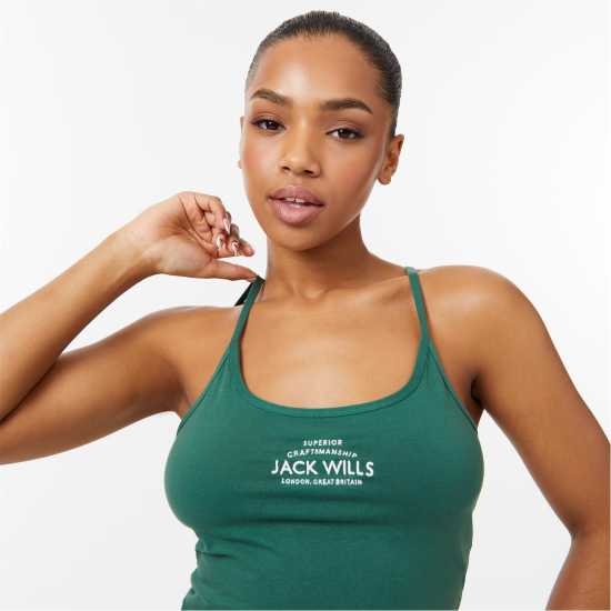 Jack Wills Double Strap Vest Горско зелено Дамски тениски с яка