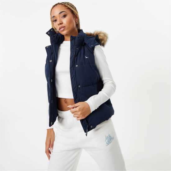 Jack Wills Heritage Puffer Gilet Womens Морска синьо Дамски якета и палта
