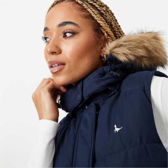 Jack Wills Heritage Puffer Gilet Womens Морска синьо Дамски якета и палта