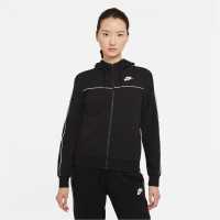 Nike Essential Fleece Full Zip Hoody Womens Black/White Дамски суичъри и блузи с качулки