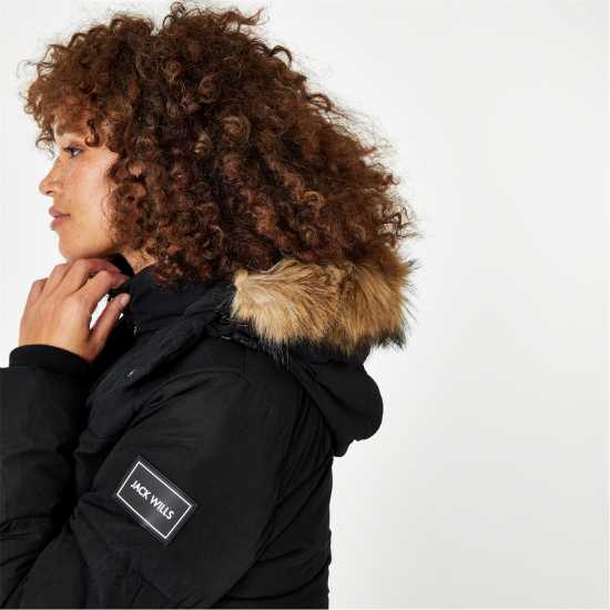 Jack Wills Women's Riley Wind Resistant Detachable Hood Short Puffer Jacket Черно 