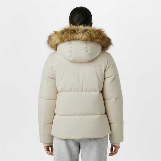 Jack Wills Women's Riley Wind Resistant Detachable Hood Short Puffer Jacket Бежово Jack Wills Women's Riley Wind Resistant Detachable Hood Short Puffer Jacket Бежово