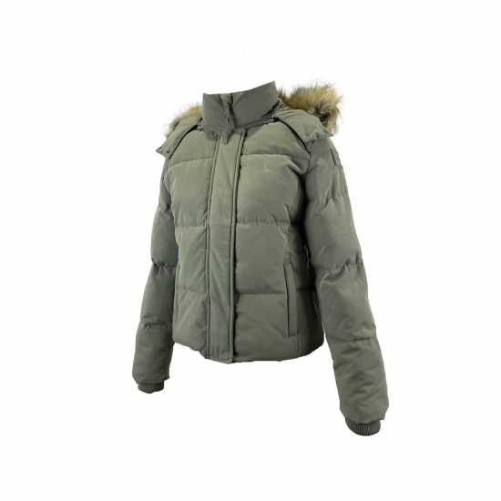 Jack Wills Women's Riley Wind Resistant Detachable Hood Short Puffer Jacket Хаки зелено Jack Wills Women's Riley Wind Resistant Detachable Hood Short Puffer Jacket Хаки зелено