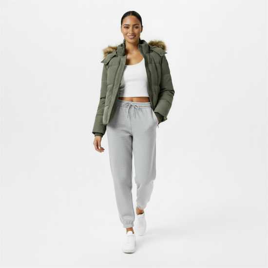 Jack Wills Women's Riley Wind Resistant Detachable Hood Short Puffer Jacket Хаки зелено Jack Wills Women's Riley Wind Resistant Detachable Hood Short Puffer Jacket Хаки зелено