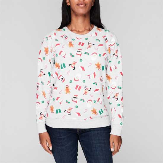 Коледни пуловери Star Дамска Блуза Обло Деколте Christmas Crew Sweatshirt Ladies Star Дамска Блуза Обло Деколте Christmas Crew Sweatshirt Ladies Коледни пуловери