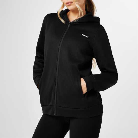 Slazenger Fitted Full Zip Hoodie Womens Черно Дамски суичъри и блузи с качулки