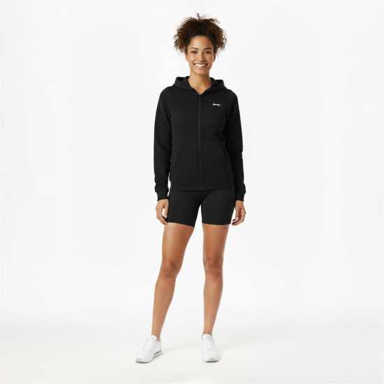 Slazenger Fitted Full Zip Hoodie Womens Черно Slazenger Fitted Full Zip Hoodie Womens Черно