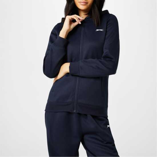 Slazenger Fitted Full Zip Hoodie Womens Морска синьо Дамски суичъри и блузи с качулки