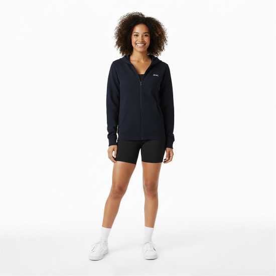 Slazenger Fitted Full Zip Hoodie Womens Морска синьо Slazenger Fitted Full Zip Hoodie Womens Морска синьо