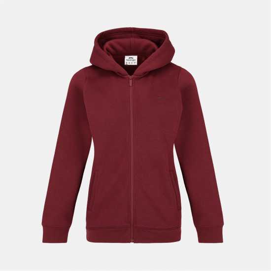 Slazenger Fitted Full Zip Hoodie Womens Burgundy Дамски суичъри и блузи с качулки