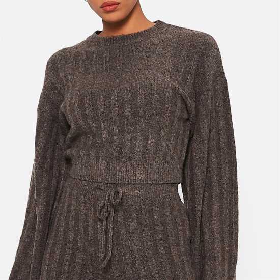 I Saw It First Recycled Knit Blend Wide Rib Jumper Co-Ord Chocolate Дамски пуловери и жилетки