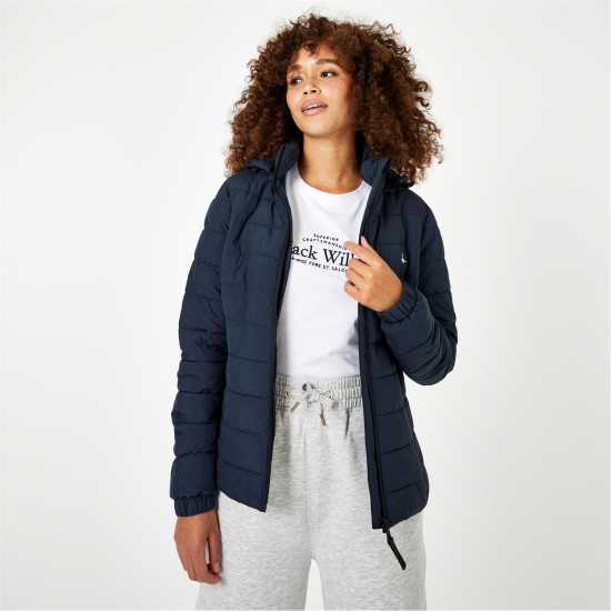 Дамско Яке Jack Wills Luna Hooded Puffer Jacket Womens Морска синьо Дамски якета и палта