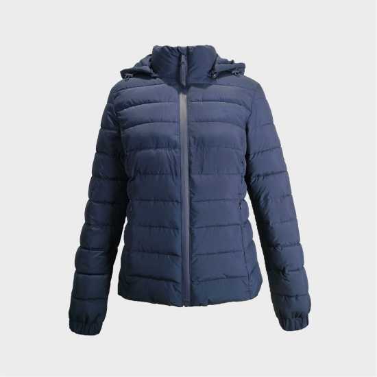 Jack Wills Women's Luna Water Resistant Wind Resistant Detachable Hood Short Puffer Jacket Морска синьо Jack Wills Women's Luna Water Resistant Wind Resistant Detachable Hood Short Puffer Jacket Морска синьо