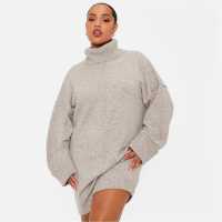 I Saw It First Recycled Seam Front Roll Neck Knit Blend Jumper Dress