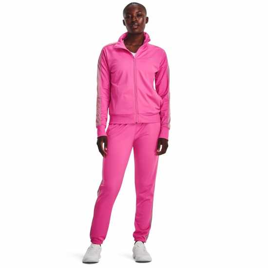 Under Armour Armour Tricot Tracksuit Womens Pink Дамски спортни екипи