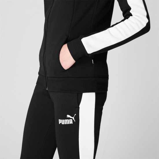 Puma Clean Fleece Tracksuit Womens Black/White Дамски спортни екипи