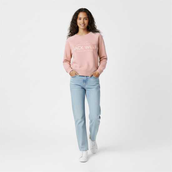 Дамски пуловери Блуза Обло Деколте Jack Wills Hunston Graphic Crew Neck Sweatshirt Меко розово Блуза Обло Деколте Jack Wills Hunston Graphic Crew Neck Sweatshirt Меко розово Дамски пуловери