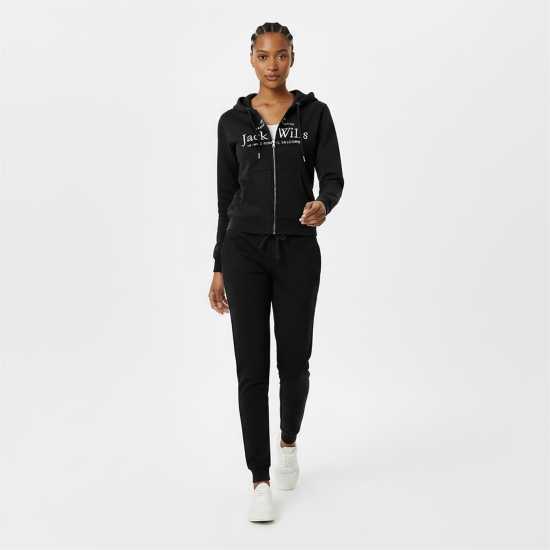 Jack Wills Hunston Logo Zip Hoodie Черно 