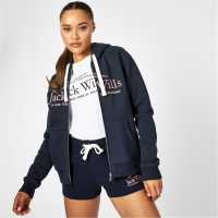 Jack Wills Hunston Logo Zip Hoodie Морска синьо Дамски суичъри и блузи с качулки