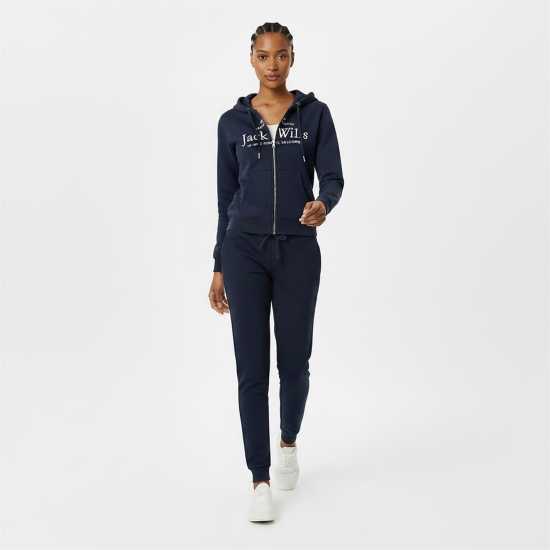 Jack Wills Hunston Logo Zip Hoodie Морска синьо 