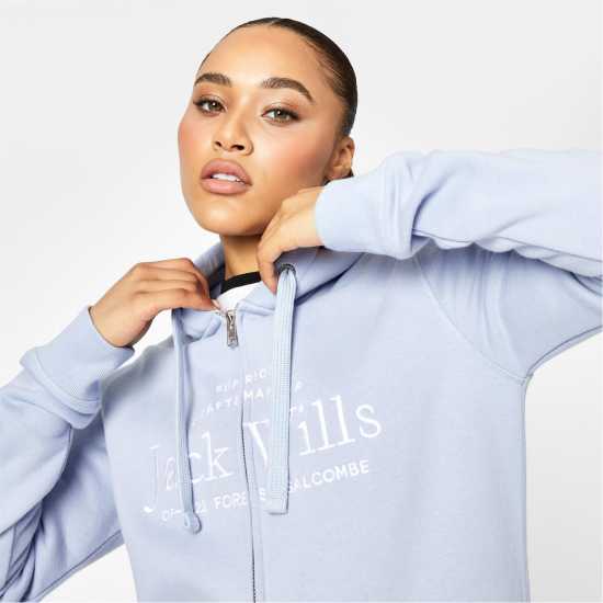 Jack Wills Hunston Logo Zip Hoodie Меко синьо Дамски суичъри и блузи с качулки