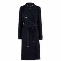 Ted Baker Womens Rose Belted Midi Wool Long Sleeve Coat DK-NAVY 
