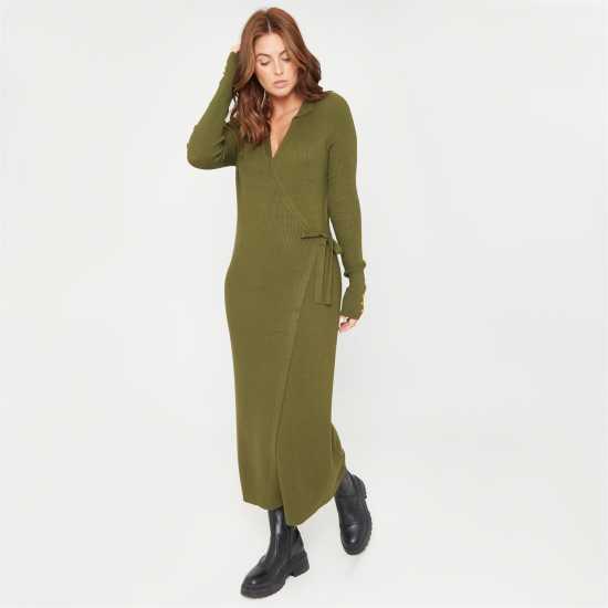 Be You Knitted Jumper Dress Хаки 