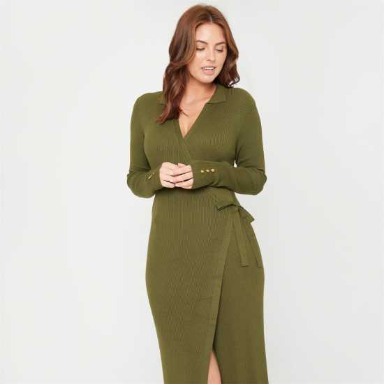 Be You Knitted Jumper Dress Хаки 