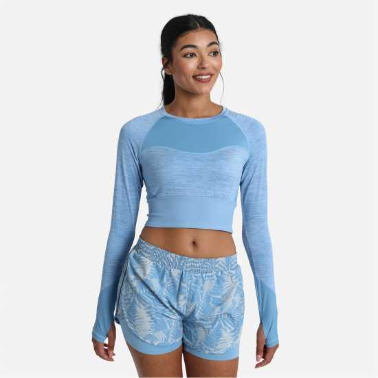 Umbro Pro Training Long-Sleeved Crop Top Алюр Марл Дамски тениски и фланелки