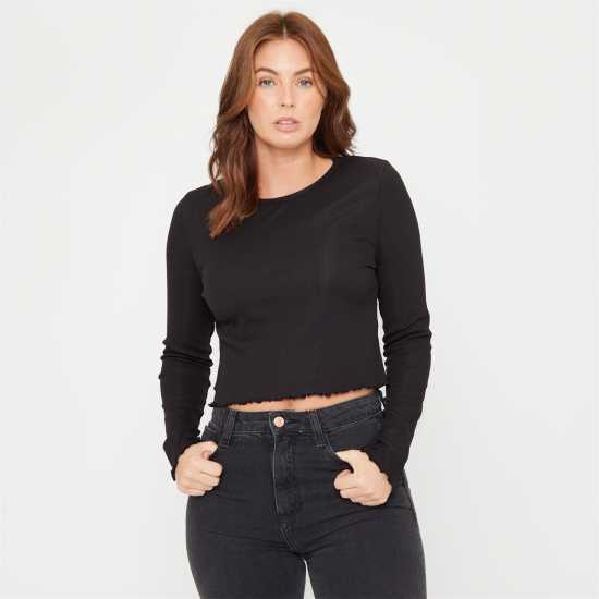 Дамски тениски и фланелки Горнище С Дълъг Ръкав Be You Rib Long Sleeve Top Womens Черно Горнище С Дълъг Ръкав Be You Rib Long Sleeve Top Womens Черно Дамски тениски и фланелки