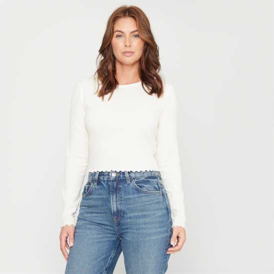Дамски тениски и фланелки Горнище С Дълъг Ръкав Be You Rib Long Sleeve Top Womens Крем Горнище С Дълъг Ръкав Be You Rib Long Sleeve Top Womens Крем Дамски тениски и фланелки
