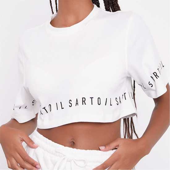 Il Sarto Logo Repeat Cropped T-Shirt  Дамско облекло плюс размер