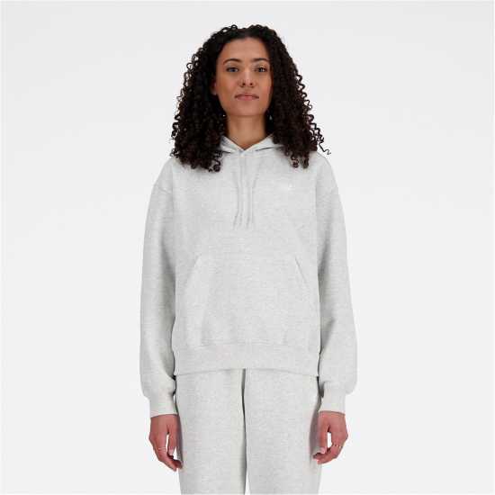 New Balance Balance French Terry Hoody Womens Grey Marl Дамски суичъри и блузи с качулки