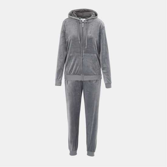 Miso Women Velour Tracksuit Grey Дамски спортни екипи