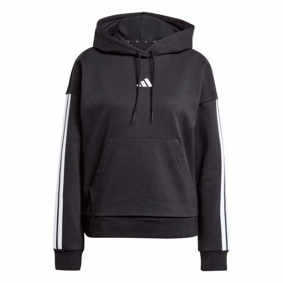 Adidas Essentials 3-Stripes Fleece Hoodie Черно/Бяло 