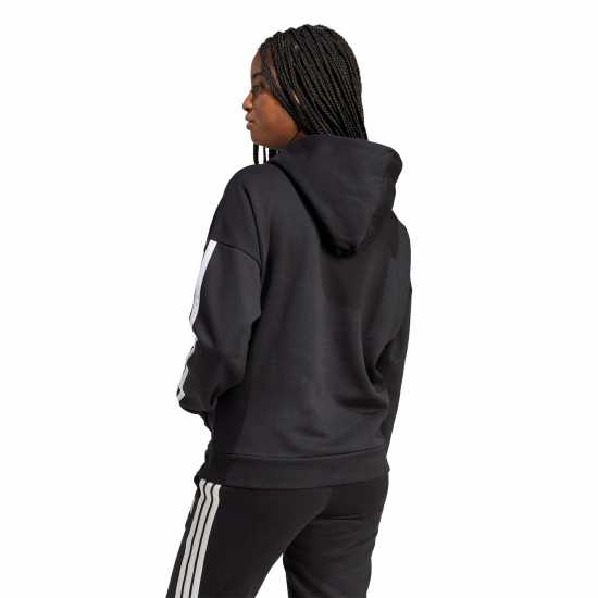 Adidas Essentials 3-Stripes Fleece Hoodie Черно/Бяло 
