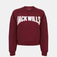Jack Wills Varsity Crew Ld54 Burgundy Дамски пуловери