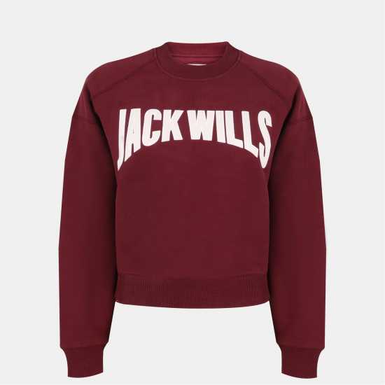 Jack Wills Varsity Crew Ld54 Burgundy Дамски пуловери