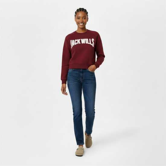 Jack Wills Women's Jw Varsity Crew Sweatshirt Бордово Jack Wills Women's Jw Varsity Crew Sweatshirt Бордово