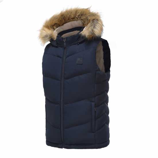 Soulcal Ватирано Елече 2Zip Detachable Hood Padded Gilet Морска синьо 