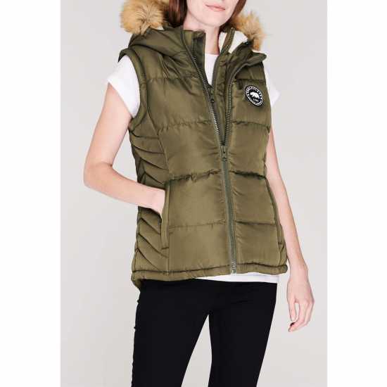 Дамски якета и палта Soulcal Дамска Грейка 2 Zip Gilet Ladies Khaki Soulcal Дамска Грейка 2 Zip Gilet Ladies Khaki Дамски якета и палта