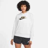 Nike Leopard Swoosh Hoodie Womens White/Black Дамски суичъри и блузи с качулки