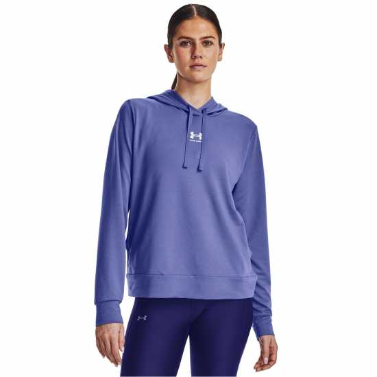Under Armour Terry Hoodie Baja Blue/White Дамски суичъри и блузи с качулки
