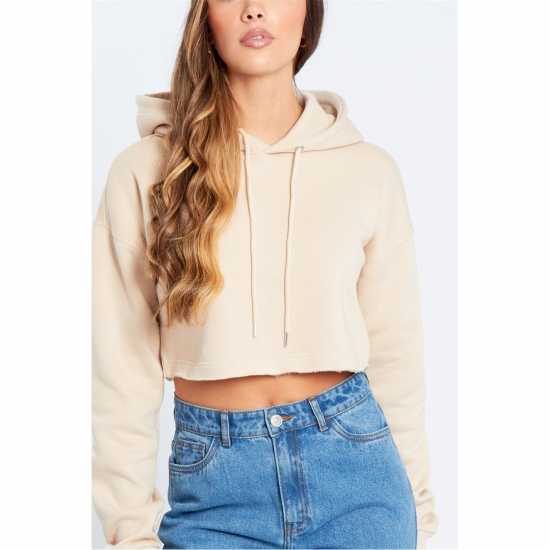 Be You You Crop Hoodie Ld Крем Дамски суичъри и блузи с качулки